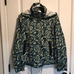 Hooded LuLaRoe Rain Coat - Teal and Tan - Medium